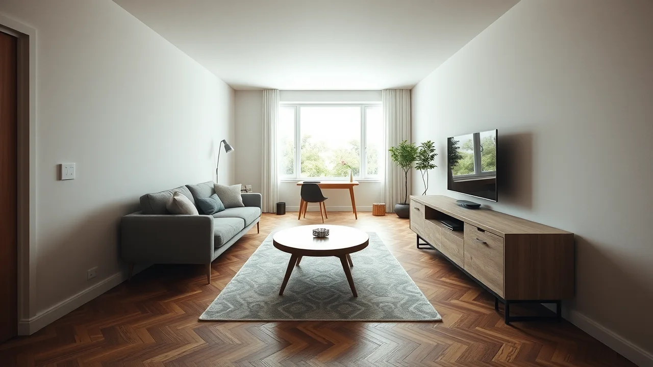 Cómo distribuir los muebles en un salón estrecho (con distancias reales)
